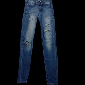 SO Ultimate Skinny Jeggings Women’s 0 Blue Distressed Low Rise Denim